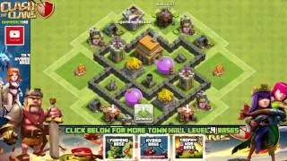 Clash of Clans Town Hall 4 Defense CoC TH4 BEST Hybrid Base Layout Defense Strategy