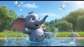 Baby Elephant Plays With the Water Fountain 🐘💧 Fun Kids Rhyme | Water Play & Learning 2025 🌈🎶