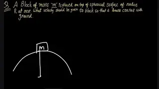A block of mass m is placed on top of spherical surface of radius R at rest. What velocity should...
