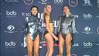Models Andrea Jess and Kalista pose in their runway looks @artheartsfashion LAFW