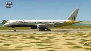 Monarch Airlines B757-200 Landing at Rodos Diagoras Airport, Greece