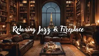 Bookstore Cafe Ambience & Smooth Winter Jazz ☕️Relaxing Jazz Piano with Fireplace Sounds for Reading