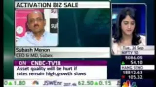 CNBC Market MidDay 20 Sep 2011 07min 11sec Mr  Subash Menon   CEO & MD, Subex 12 03pm