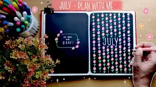 PLAN WITH ME | July 2021 Bullet Journal Setup on Black paper | Journal Station