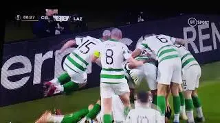 Celtic fan falls over railing at Lazio game!