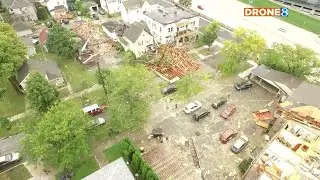 Drone 8 flies above Grand Rapids storm damage