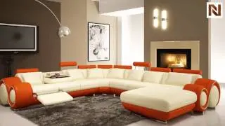 Modern Cream And Orange Sectional Sofa  VGEV4084-5 from VIG Furniture