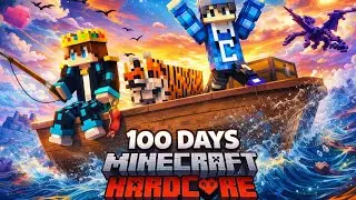 We Survived 100 Days In Minecraft Hardcore On A Raft With A Tiger 😨 (Impossible Challenge)