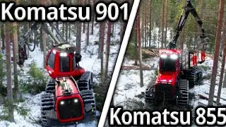 Gallring med Komatsu 901 & Komatsu 855