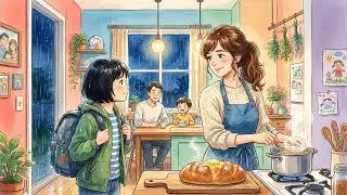 The Rainy Night I Found Home Again🌧️| Mom's Kitchen Magic | Ghibli Style | Comfort Cooking