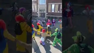 100 clowns dancing!! (clown school) #shorts