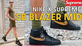 I DIDN'T EXPECT THIS! Supreme x Nike SB Blazer Mid Black On Foot Review and How to Style