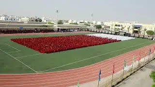 LARGEST HUMAN FORMATION OF THE QATAR NATIONAL FLAG IS ACHIEVED AND ORGANIZED BY MES INDIAN SCHOOL