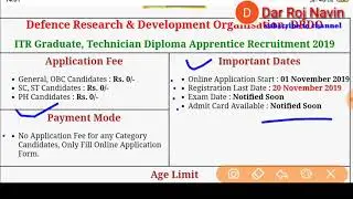 DRDO Graduate, Technician (Diploma) Apprentice Online Form 2019|| How to fill form