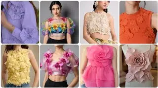 Unique top designs with fabric flowers 