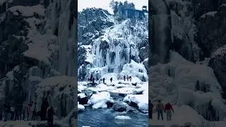 Drung waterfall kashmir #shortsvideo #viral #snowfall #snow #drungwaterfall #travel #gulmarg