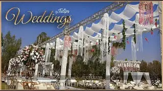 Gorgeous Daylight wedding ceiling decoration ideas | Tulips Events | Openair Pakistani Weddings