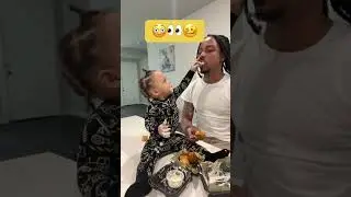 Baby feeds Dad food. #baby #funnybaby #foryou #foryou #usa