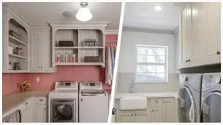 75 Laundry Room With Beaded Inset Cabinets And Beige Cabinets Design Ideas You'll Love ♡