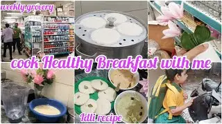 cook with me Idli (South Indian) Breakfast||weekly grocery shopping||Idli sambhar recipe