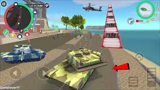 Rope Hero: Cheatground MOD (Khaki Army Tank Destroy spawn bridge) rope hero games -  Gameplay HD