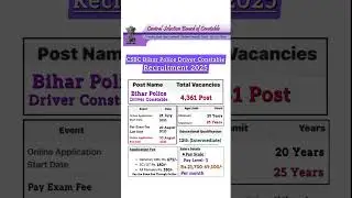 CSBC Bihar Police Driver Constable Recruitment 2025 #bihar #biharpolice #biharpoliceconstable #csbc