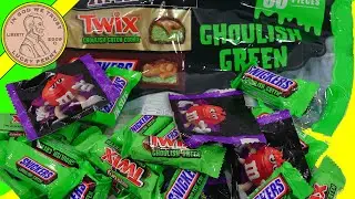 Ghoulish Green Snickers, Twix & M&M Chocolate Halloween Trick Or Treat Candy Bars