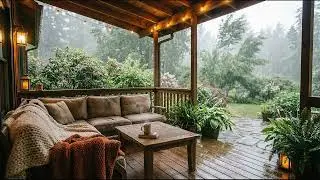 8 Hours of Heavy Rain on a Cozy Porch 🌧️ 4K Rain Sounds for Deep Sleep & Relaxation