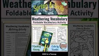 Weathering Erosion Deposition Vocabulary Spring Thened Foldadle Match & Color by Number #spring