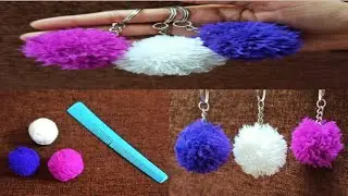 How to make beautiful pom pom keychain / using woollen thread and comb / perfect pom pom making/ DIY