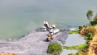 BIG SILD DOWN SINKING AGAIN WITH TEAM DUMPING ROCKS TRUCK WORK FAST