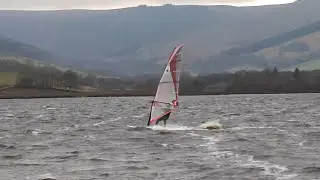 Windsurfing at Semerwater in the Yorkshire Dales.