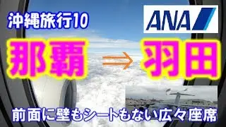 ANA那覇⇒羽田 B777-200 前面に壁もシートもない広々座席！　滑走路に移動する際、自衛隊機を多数撮影！