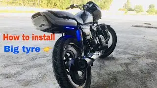 how to instal splendor plus big tyre size 110/90/18
