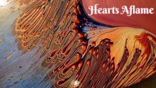 Hearts Aflame 🔥 Bold & Dramatic Acrylic Wandering Straight Pour on Stunning Fire Opal Heart