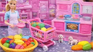 18 Minutes Satisfying Unboxing Pink Kitchen Play Set with Shopping Cart, Kids Toys Review