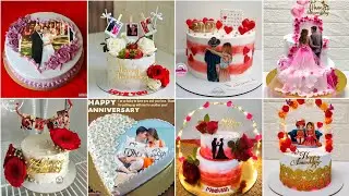 Anniversary cake Design With Photo/Cake Decorations Ideas/Couple Cake Design