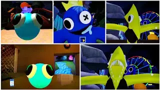 Rainbow friends Blue Monster VS Yellow Monster Jumpscares Vs Cyan Looky #rainbowfriends#roblox