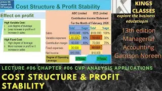 Cost Structure & Profit Stability Lec 06 Chap 06 | CVP Analysis Managerial Accounting Kings Classes