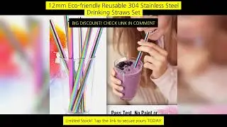 12Mm Eco-Friendly Reusable 304 Stainless Steel Drinking Straws Set Bent Angled