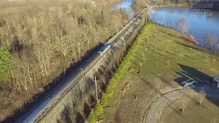 Amtrak Wolverine with Viewliner Baggage Car! (Drone Video)