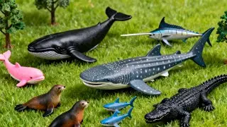 REVIEW!! LIVE ANIMAL TOYS IN WATER | WHALE | SHARK | WHALE SHARK | SWORDFISH | MARLIN | SEA LION