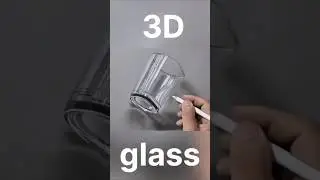 3d glass drawing realistic #art #drawing #realistic #glass #artist #sketch #viral short