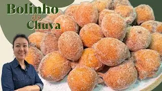 Bolinho de chuva macio, sequinho, simples de preparar e n&atilde;o fica cru por dentro