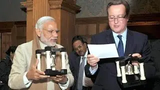 Narendra Modi Gifts Handcrafted Bookends to Cameron