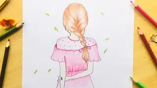 How to Draw a Girl with BEAUTIFUL Dress for beginners || Colored Pencil Drawing || Drawing Tutorial