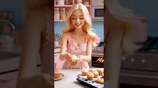 Cute barbie #barbie #tales #kitchen #cupcake #frost #baking #smile #short #shorts #viral #ai #aiart