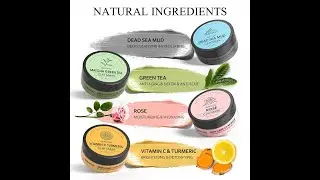 4 Pcs Clay Facial Mask Set   Turmeric, Vitamin C, Green Tea, Dead Sea Mud, and Rose Clay Skin Care