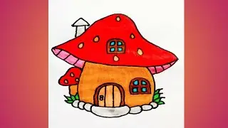 how to draw cute fairy mushroom house easy l#cartoon@kidscreativecanvas-123