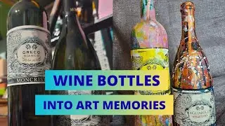 Paint with me 🎨 wine bottle art, a relaxing art process.